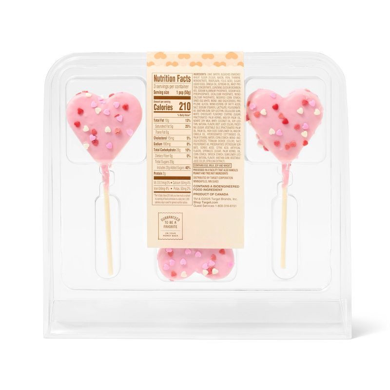 slide 2 of 3, Heart Shaped Cake Pop - 5.3oz/3ct - Favorite Day™, 5.3 oz, 3 ct