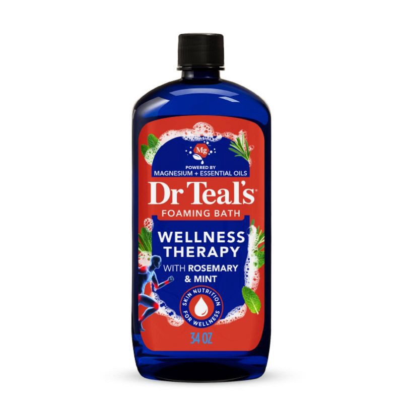 slide 1 of 9, Dr Teal's Wellness Therapy Foaming Bubble Bath with Rosemary & Mint - 34 fl oz: Paraben-Free, Phthalate-Free, Vegan, Liquid, 34 fl oz