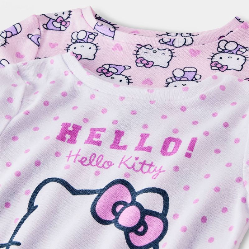 slide 3 of 4, Toddler Girls' 4pc Snug Fit Hello Kitty Cotton Pajama Set - Pink 5T, 4 ct