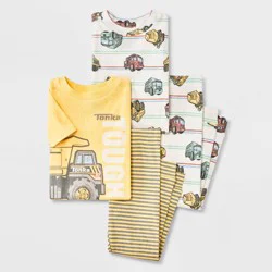 Toddler Boys' 4pc Tonka Cotton Pajama Set - Yellow/Ivory 3T
