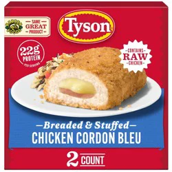 Tyson Stuffed Chicken Entrée Cordon Bleu Boneless - Frozen - 10oz
