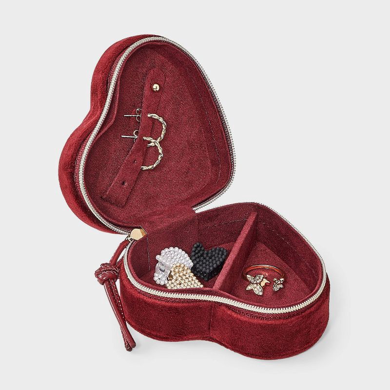 slide 2 of 2, Heart Travel Jewelry Organizer - A New Day™ Maroon, 1 ct