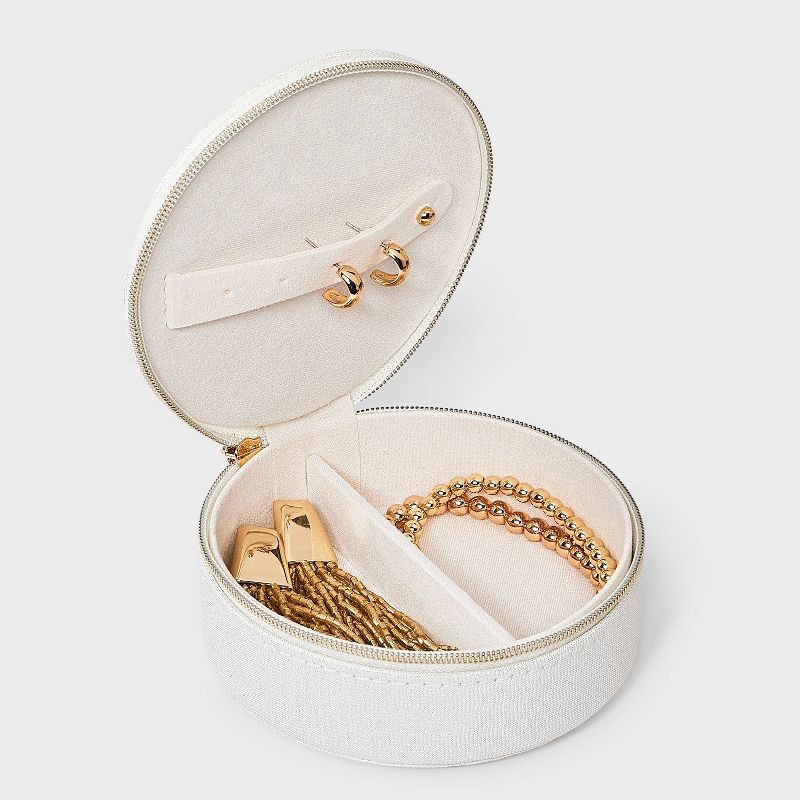 slide 2 of 2, Round Travel Jewelry Organizer with Heart Pearls - A New Day™ Cream, 1 ct