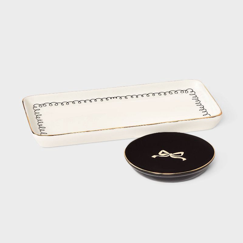 slide 3 of 3, Bow Tray Set 2pc - A New Day™ - Gold/Black, 2 ct