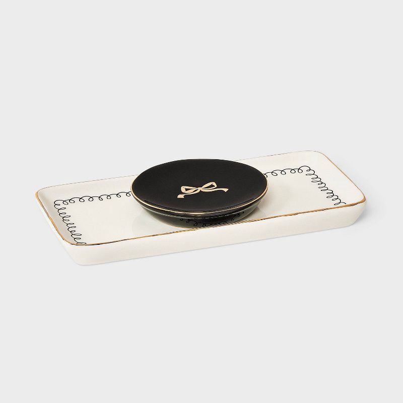 slide 1 of 3, Bow Tray Set 2pc - A New Day™ - Gold/Black, 2 ct