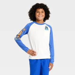 Boys' Jaws Rash Guard Top - Sky Blue/Ivory XS