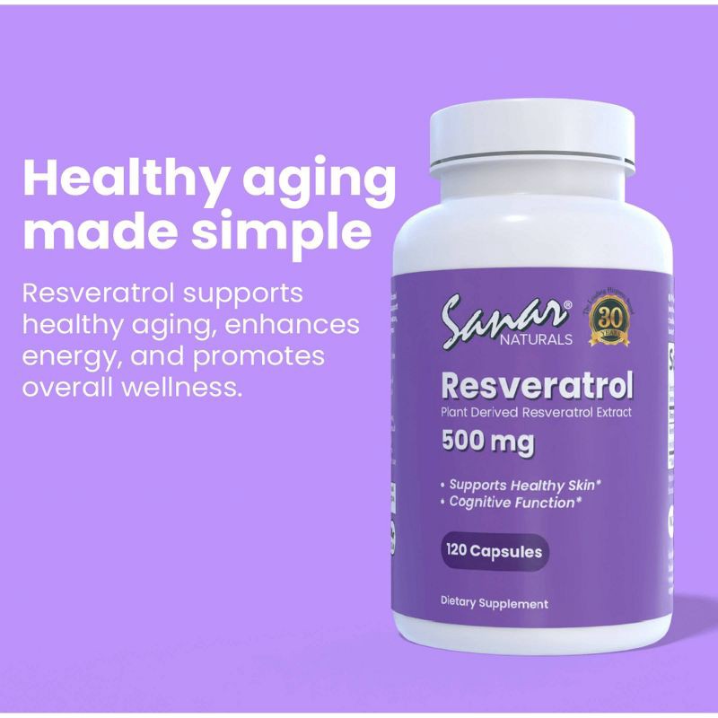 slide 6 of 8, Sanar Naturals Resveratrol Dietary Supplement Capsules - 120ct, 120 ct