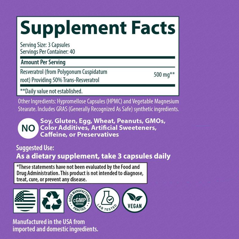 slide 7 of 8, Sanar Naturals Resveratrol Dietary Supplement Capsules - 120ct, 120 ct