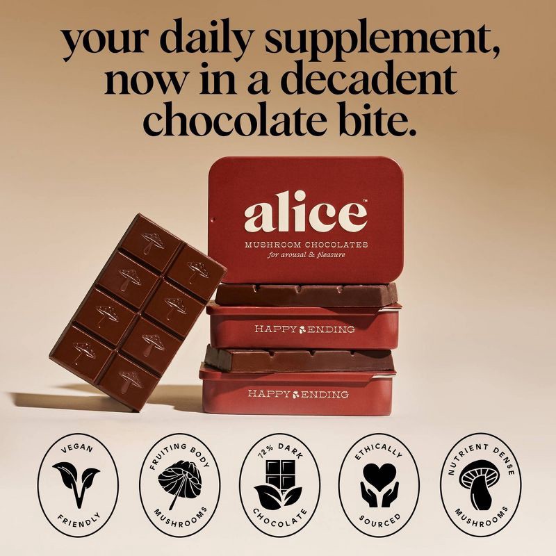slide 7 of 12, Alice Mushrooms Happy Ending Mushroom Dietary Supplement Chocolates - 8ct, 8 ct