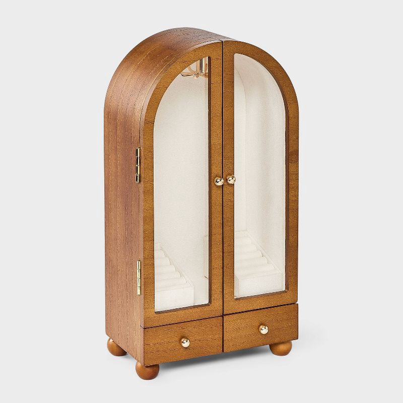 slide 1 of 1, Wooden Arched Open Display Cabinet Jewelry Organizer - A New Day™ Brown, 1 ct