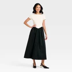 Women's Backless Knit Maxi Dress - A New Day™ Cream/Black M