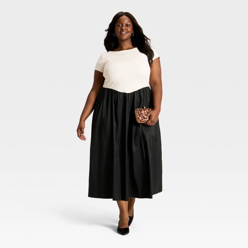 slide 3 of 3, Women's Backless Knit Maxi Dress - A New Day™ Cream/Black XXL, 1 ct