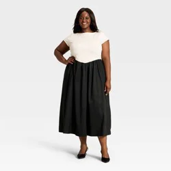 Women's Backless Knit Maxi Dress - A New Day™ Cream/Black XXL