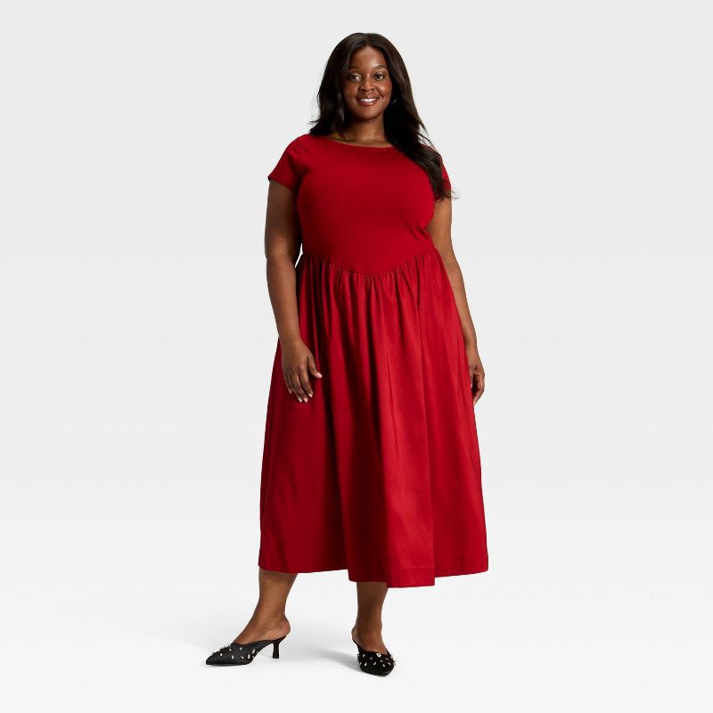 slide 3 of 3, Women's Backless Knit Maxi Dress - A New Day™ Dark Red XXL, 1 ct
