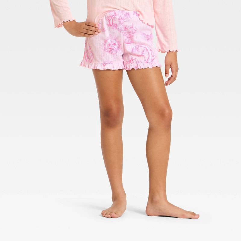 slide 4 of 4, Girls' Wicked x Katie Kime 2pc Long Sleeve Top and Pointelle Pajama Set - Pink L, 2 ct