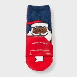 Toddler 2pk Cozy Christmas Santa Socks - Wondershop™ Navy Blue/Red 2T-3T