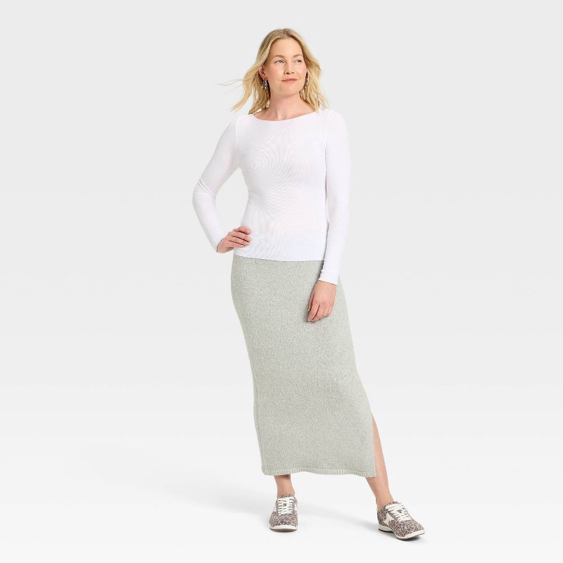 slide 3 of 3, Women's Boucle Maxi Sweater Pencil Skirt - Universal Thread™ Light Gray XS, 1 ct