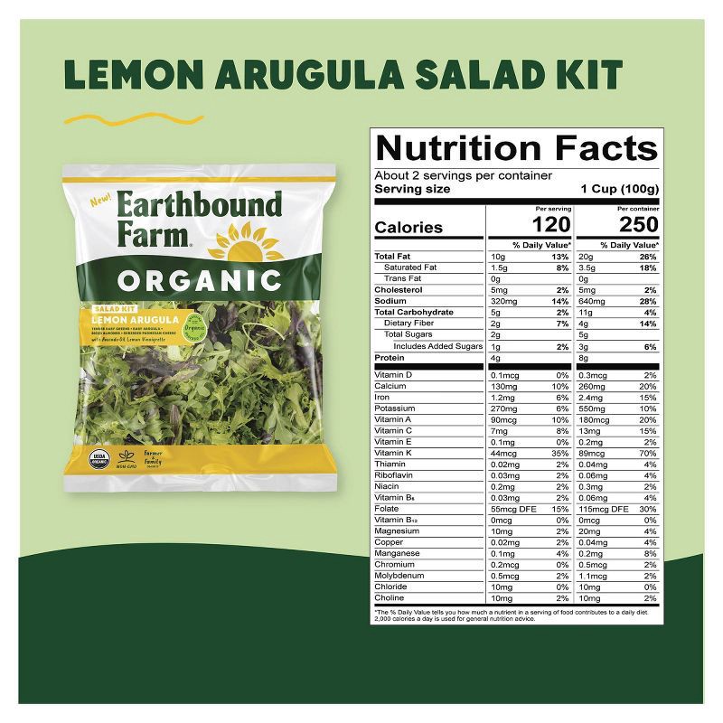 slide 2 of 4, Earthbound Farm Organic Lemon Arugula Salad Kit - 7.1oz, 7.1 oz