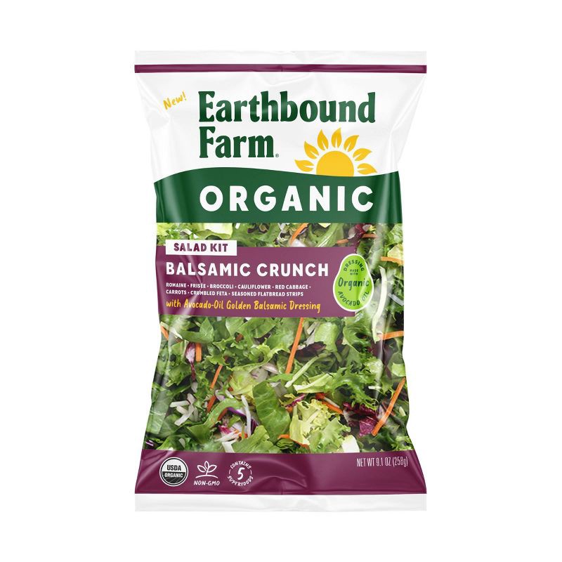 slide 1 of 4, Earthbound Farm Organic Balsamic Crunch Salad Kit - 9.1oz, 9.1 oz