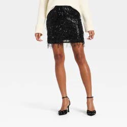 Women's Sequin Mini Skirt - A New Day™ Black S
