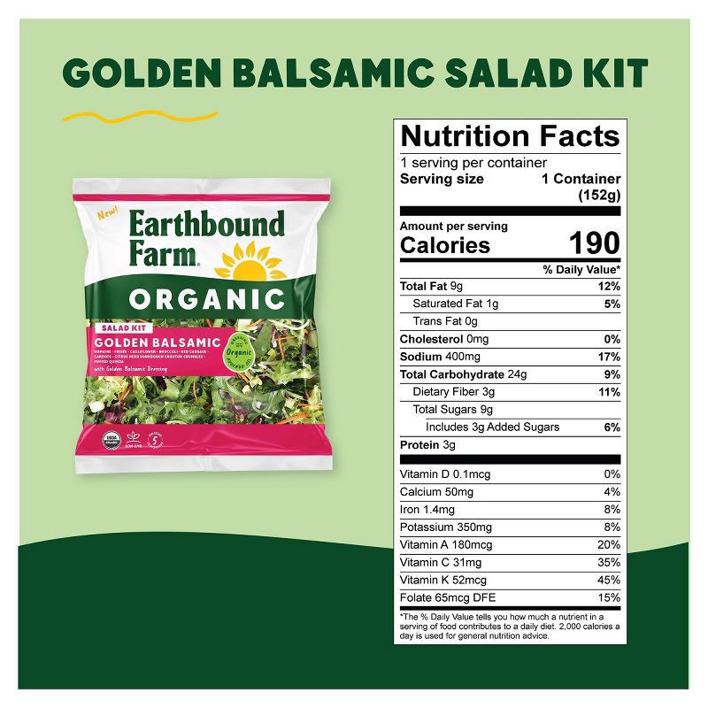 slide 2 of 4, Earthbound Farm Organic Golden Balsamic Salad Kit - 5.35oz, 5.35 oz