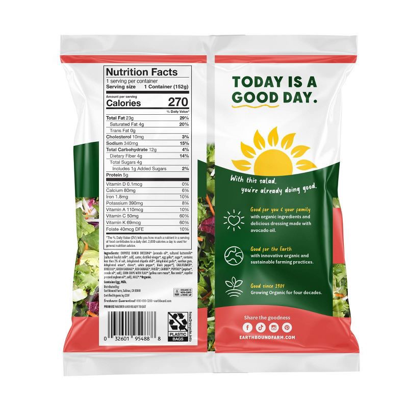 slide 2 of 4, Earthbound Farm Organic Chipotle Ranch Salad Kit - 5.35oz, 5.35 oz
