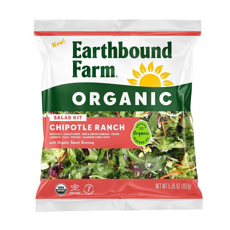 slide 1 of 4, Earthbound Farm Organic Chipotle Ranch Salad Kit - 5.35oz, 5.35 oz