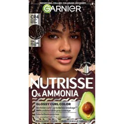 Garnier Nutrisse Curls Permanent Hair Color - CR4 - Glossy Dark Brown: With Argan Oil, Includes Conditioner, Vitamin E