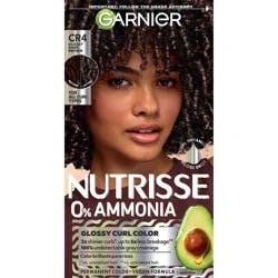 Garnier Nutrisse Curls Permanent Hair Color - CR4 - Glossy Dark Brown: With Argan Oil, Includes Conditioner, Vitamin E