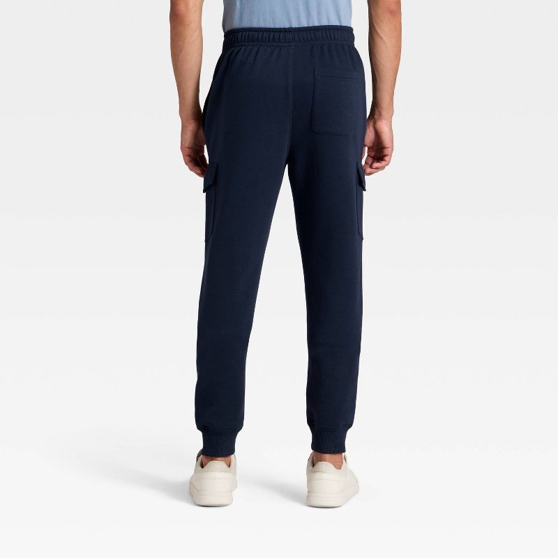slide 2 of 3, Men's Fleece Cargo Jogger Pants - Goodfellow & Co™ Blue M, 1 ct