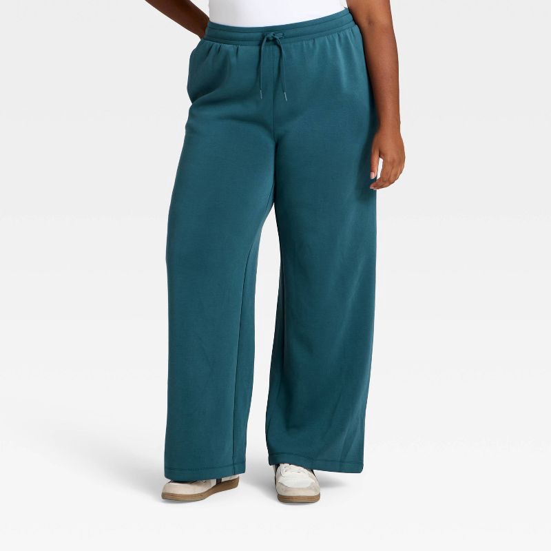 slide 5 of 5, Women's Airy Sleek Ribbed Wide Leg Sweatpants - All In Motion™ Blue XS, 1 ct