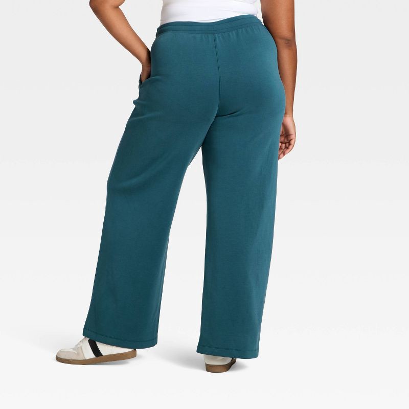 slide 5 of 5, Women's Airy Sleek Ribbed Wide Leg Sweatpants - All In Motion™ Blue L, 1 ct