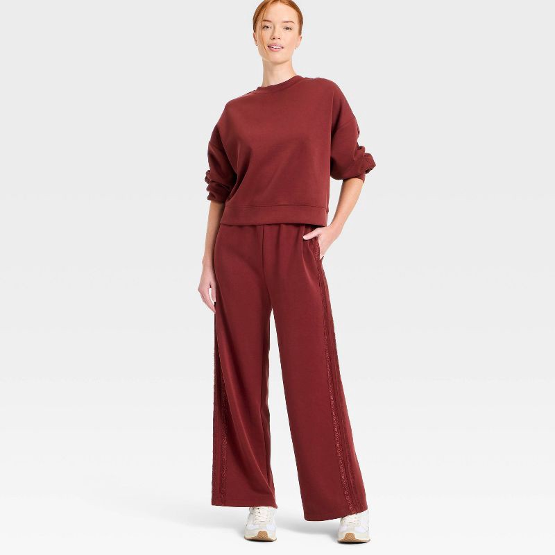 slide 5 of 5, Women's Airy Sleek Lace Detail Track Pants - All In Motion™ Maroon S, 1 ct