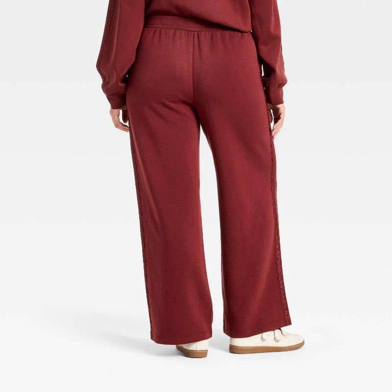 slide 2 of 5, Women's Airy Sleek Lace Detail Track Pants - All In Motion™ Maroon S, 1 ct
