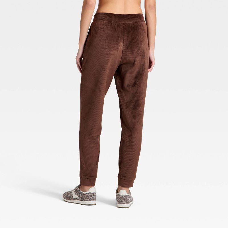 slide 2 of 5, Women's Velour Ribbed Jogger Sweatpants - All In Motion™ Brown L, 1 ct