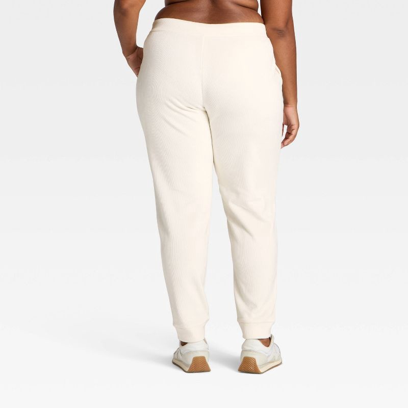 slide 5 of 5, Women's Velour Ribbed Jogger Sweatpants - All In Motion™ Cream XXL, 1 ct