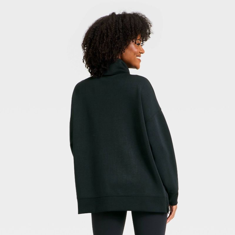 slide 5 of 5, Women's Airy Sleek Funnel Neck Sweatshirt - All In Motion™ Black S, 1 ct