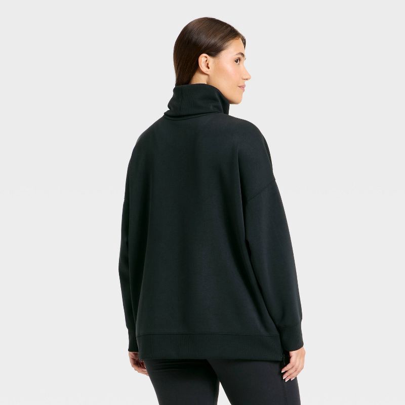 slide 4 of 5, Women's Airy Sleek Funnel Neck Sweatshirt - All In Motion™ Black L, 1 ct