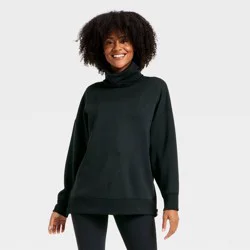 Women's Airy Sleek Funnel Neck Sweatshirt - All In Motion™ Black XL