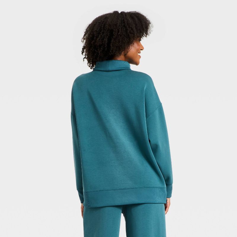 slide 5 of 5, Women's Airy Sleek Funnel Neck Sweatshirt - All In Motion™ Blue M, 1 ct