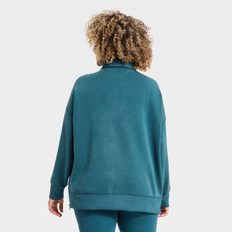slide 2 of 5, Women's Airy Sleek Funnel Neck Sweatshirt - All In Motion™ Blue M, 1 ct