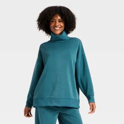 Women's Airy Sleek Funnel Neck Sweatshirt - All In Motion™ Blue XL