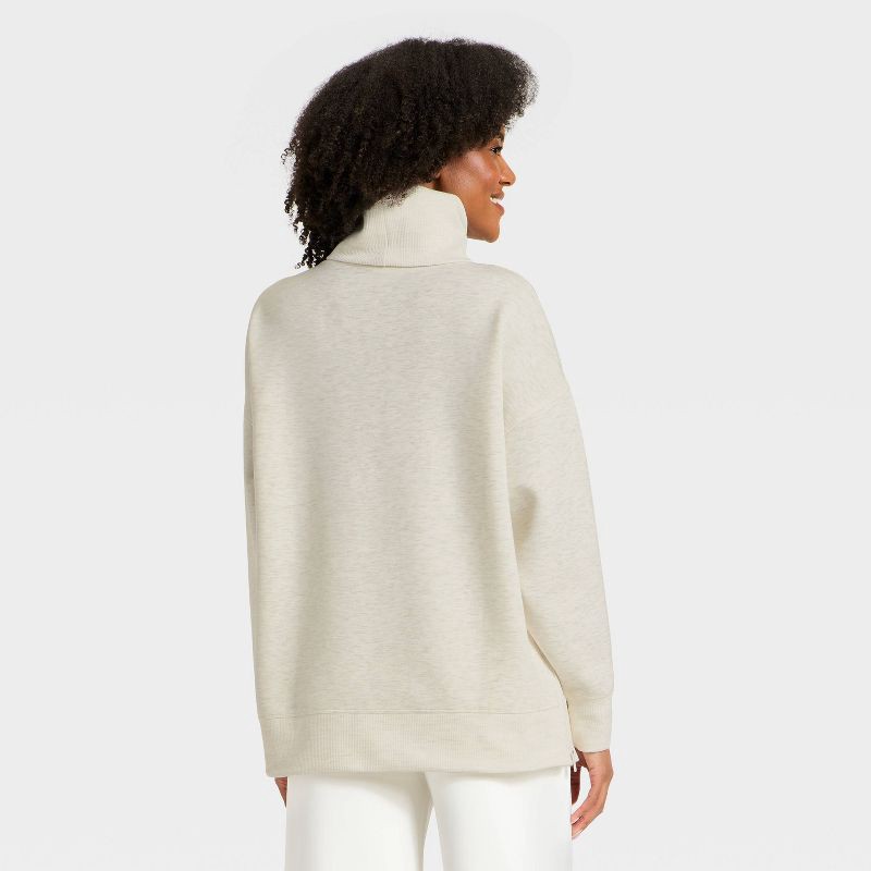 slide 2 of 5, Women's Airy Sleek Funnel Neck Sweatshirt - All In Motion™ Heather Cream L, 1 ct