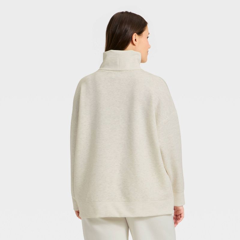 slide 4 of 5, Women's Airy Sleek Funnel Neck Sweatshirt - All In Motion™ Heather Cream XL, 1 ct