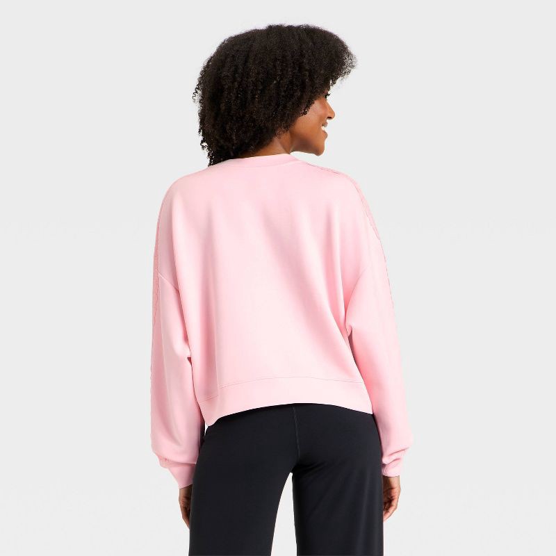 slide 2 of 5, Women's Airy Sleek Lace Trim Crewneck Sweatshirt - All In Motion™ Light Pink XL, 1 ct