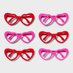 6ct Valentine's Day Heart Shaped Glasses Party Favor Set - Spritz™