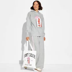 Women's Ribbon Diet Coke Fleece Graphic Hooded Sweatshirt - Gray XS