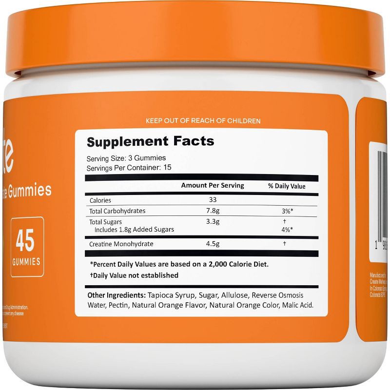 slide 10 of 10, Create Wellness Creatine Monohydrate Sports Nutrition Supplements Gummies - Orange - 8oz/45ct, 8 oz, 45 ct