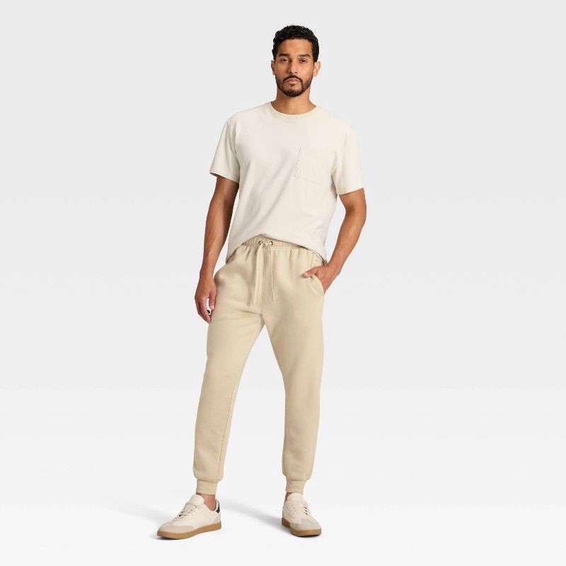 slide 3 of 3, Men's Fleece Jogger Pants - Goodfellow & Co™ Cream XXL, 1 ct
