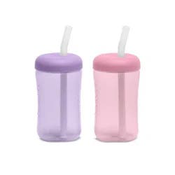 The First Years 7oz Squeeze and Sip Straw Cups - Pink and Purple - 2pk